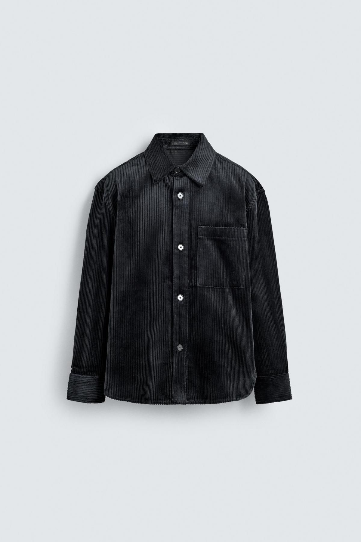 자라 코듀로이 릴렉스핏 오버셔츠 남성 9621/153 BLACK - 상품 이미지