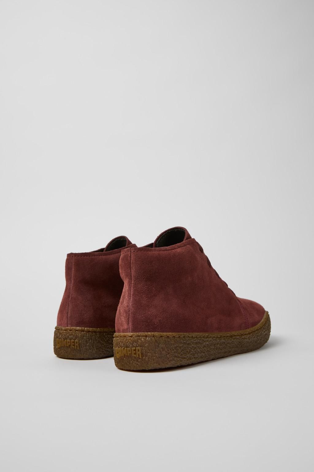 캠퍼 버건디 스웨이드 남성 앵클부츠 K300467-014 BURGUNDY - 상세 이미지 3