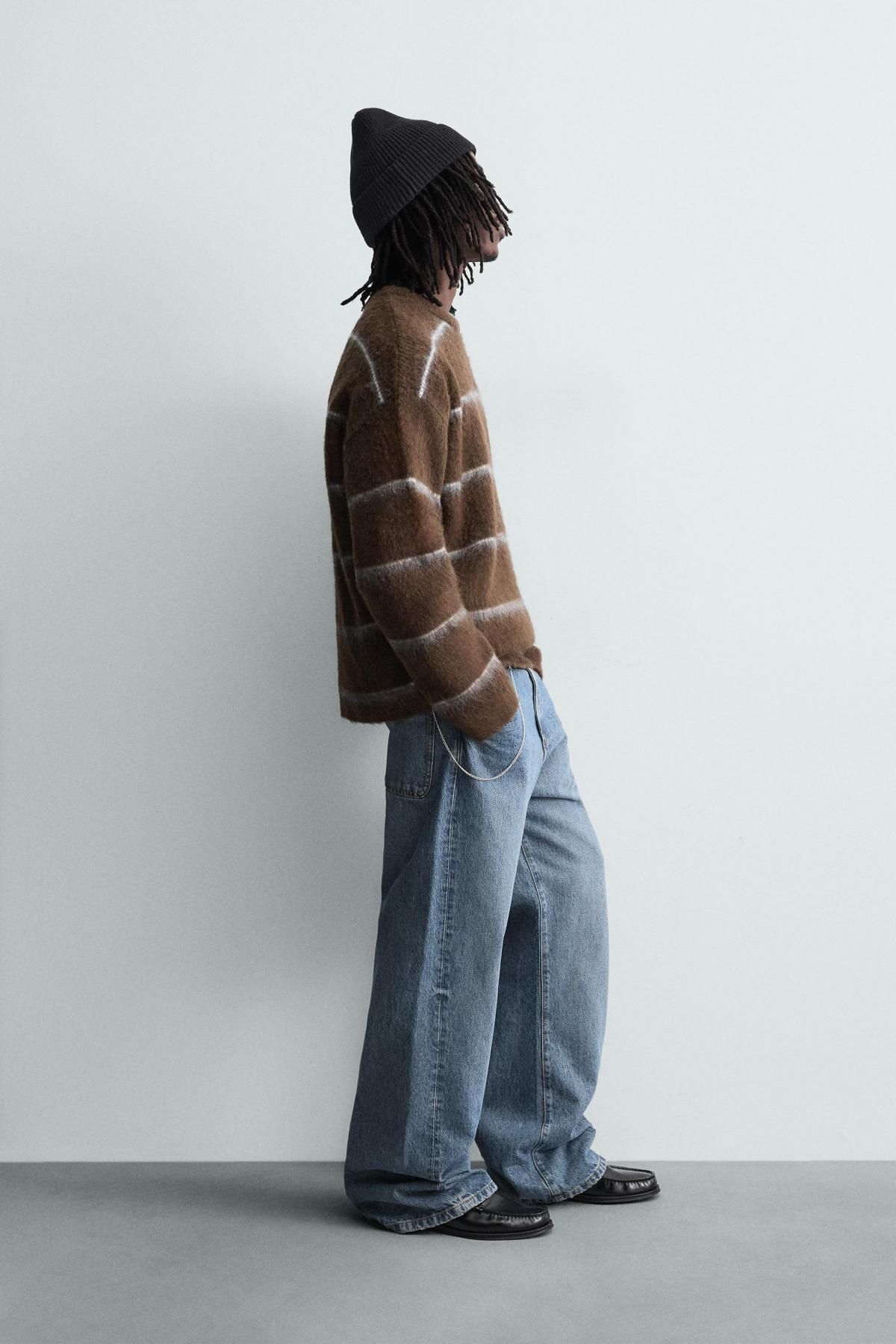 자라 스트라이프 텍스처 니트 스웨터 남성 3597/310 BROWN - 상세 이미지 5