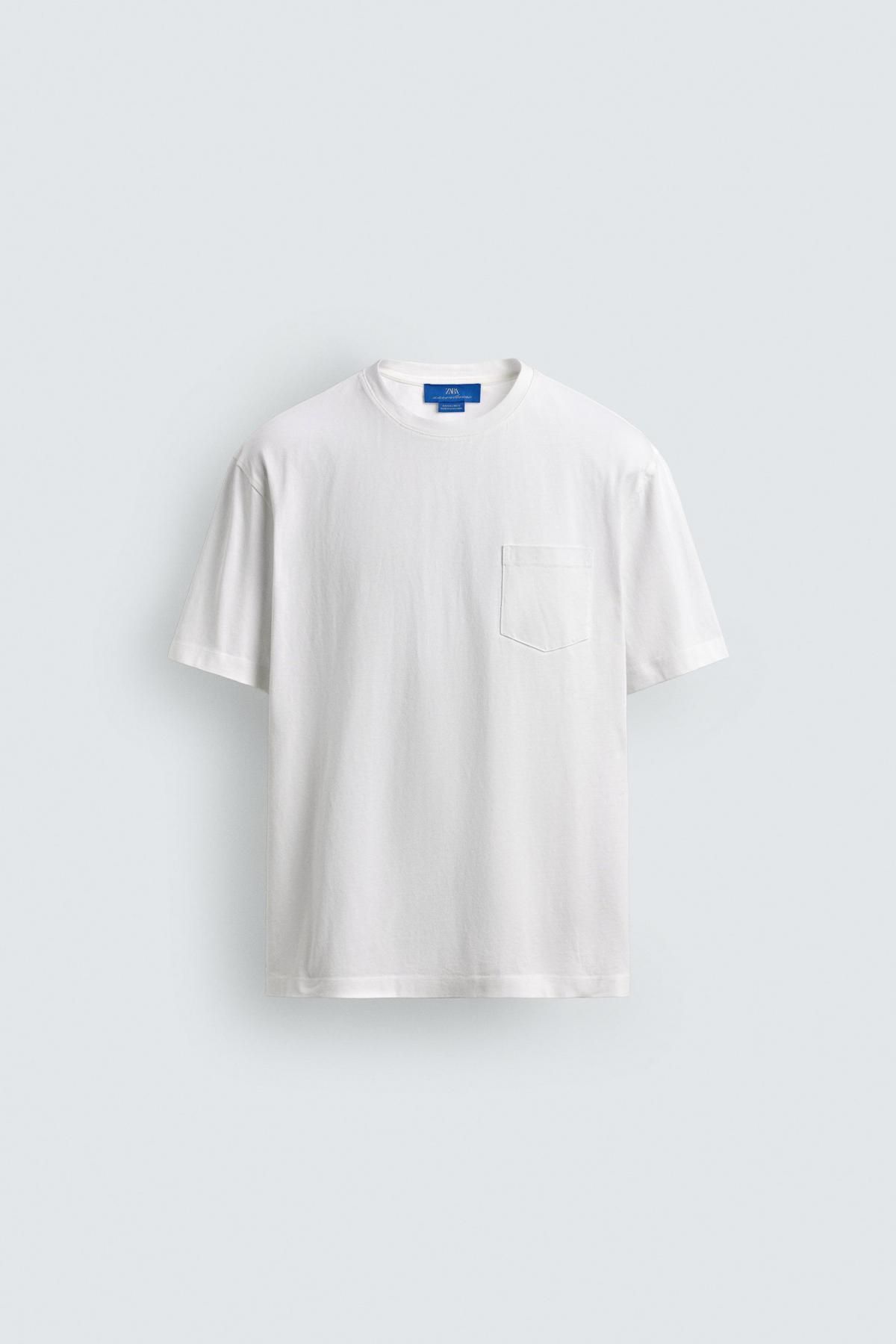 자라 포켓 반팔 티셔츠 X 아론 레빈 1887/383 WHITE - 상품 이미지