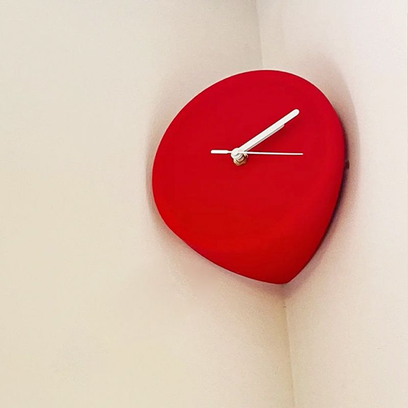 코너 모서리 시계 미니멀 벽시계 90도 직각 모던 인테리어 레드 양쪽 모서리 21cm - 상세 이미지 5