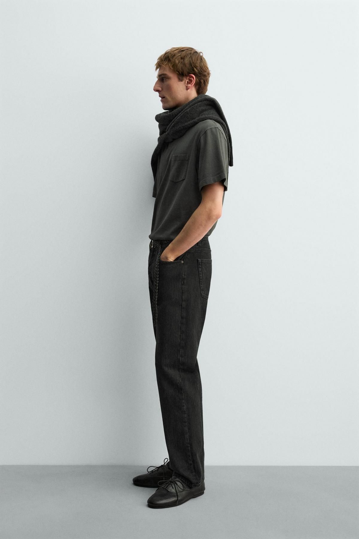 자라 미니멀 포켓 반팔 티셔츠 X 아론 레빈 1887/383 ANTHRACITE GREY - 상세 이미지 5