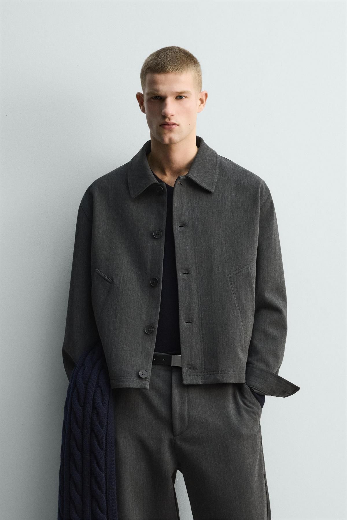 자라 테크니컬 텍스처 크롭 오버셔츠 6861/901 DARK GREY - 상세 이미지 3