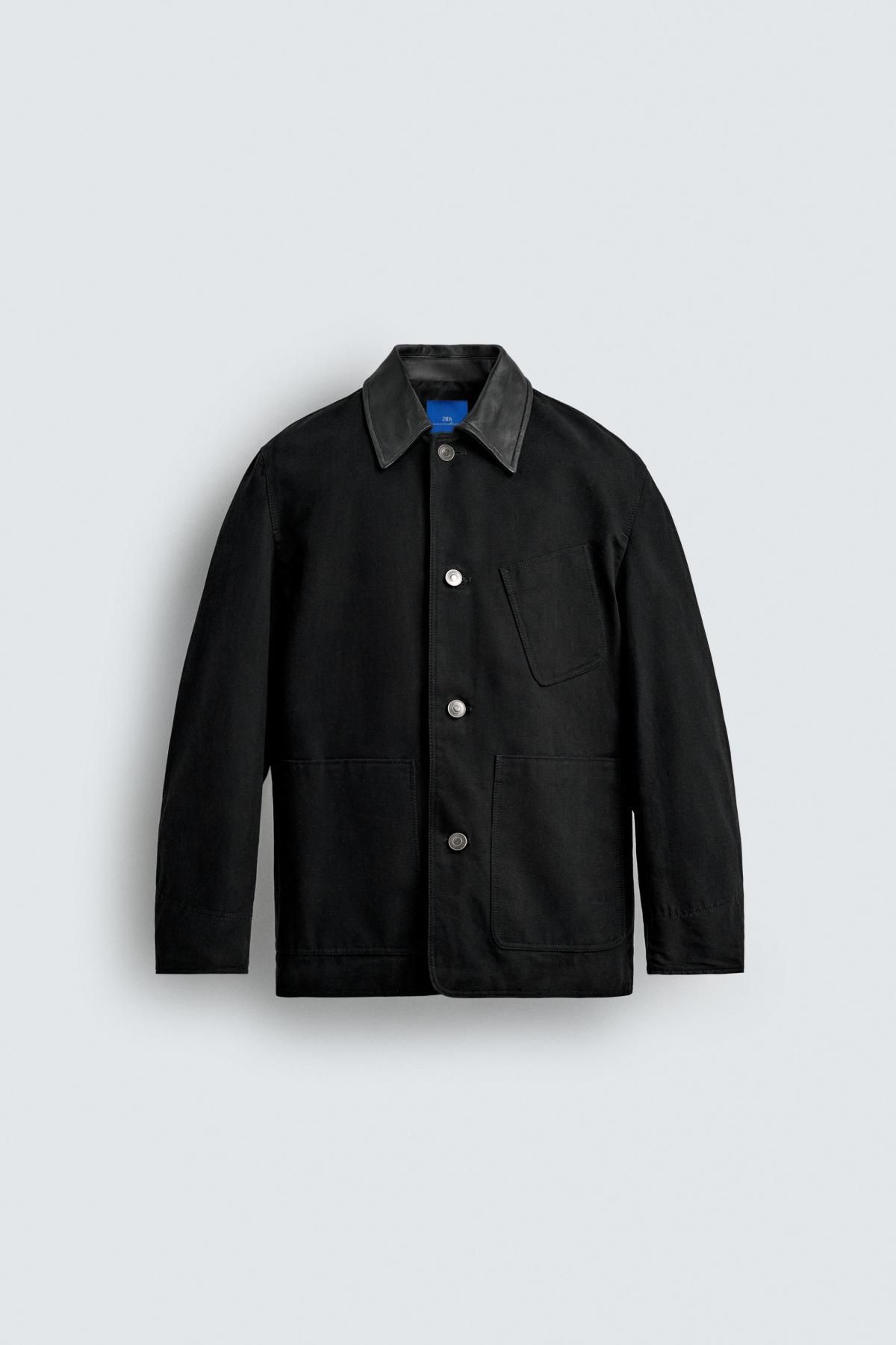 자라 레더 콤비 재킷 X 아론 레빈 4047/111 BLACK - 상품 이미지