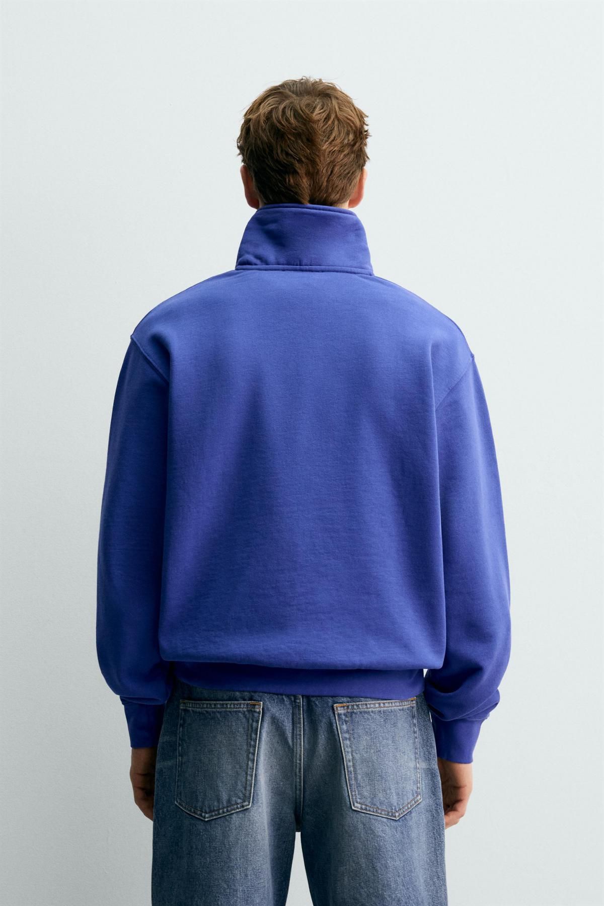 자라 지퍼넥 블루 스웨트셔츠 X 아론 레빈 3443/374 BLUISH - 상세 이미지 4