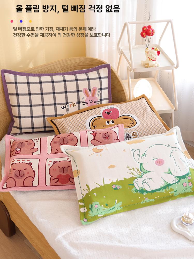 순면 캐릭터 베개 커버 세트 두꺼운 용 솜 내피 창가 소녀 35cmX55cm - 상세 이미지 4