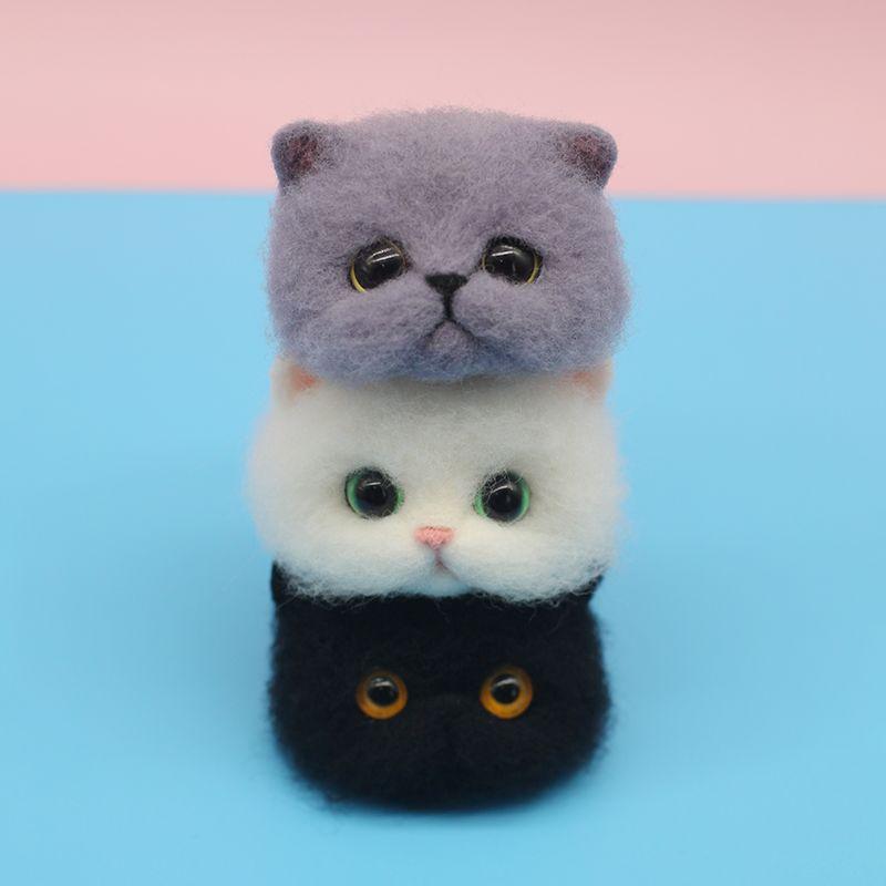 양모 DIY 재료 고양이 인형 만들기 키링 선물 블루캣(열쇠고리+도구) - 상세 이미지 2