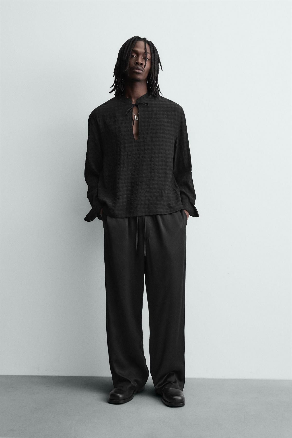 자라 테크니컬 플루이드 텍스처 폴로셔츠 9372/370 BLACK - 상세 이미지 2