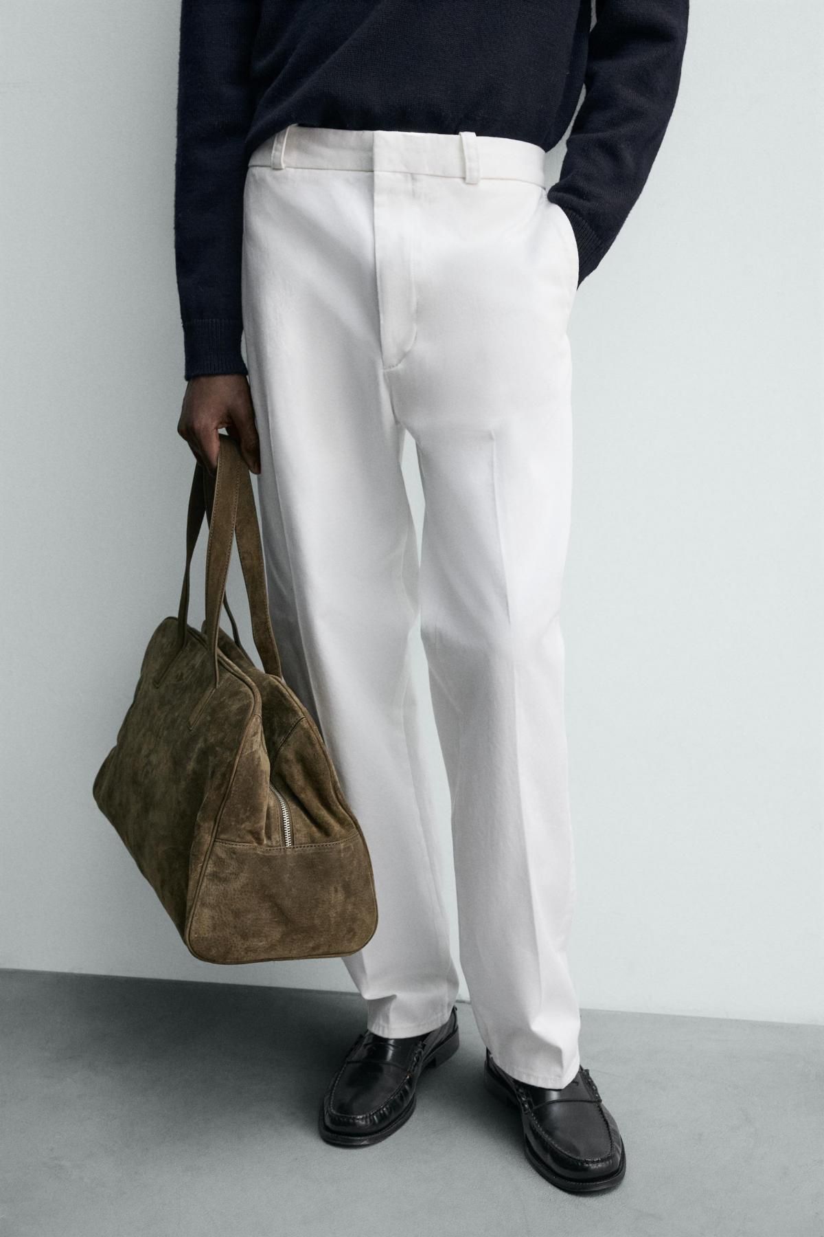 자라 코튼 트윌 와이드 치노 팬츠 화이트 5862/572 WHITE - 상품 이미지