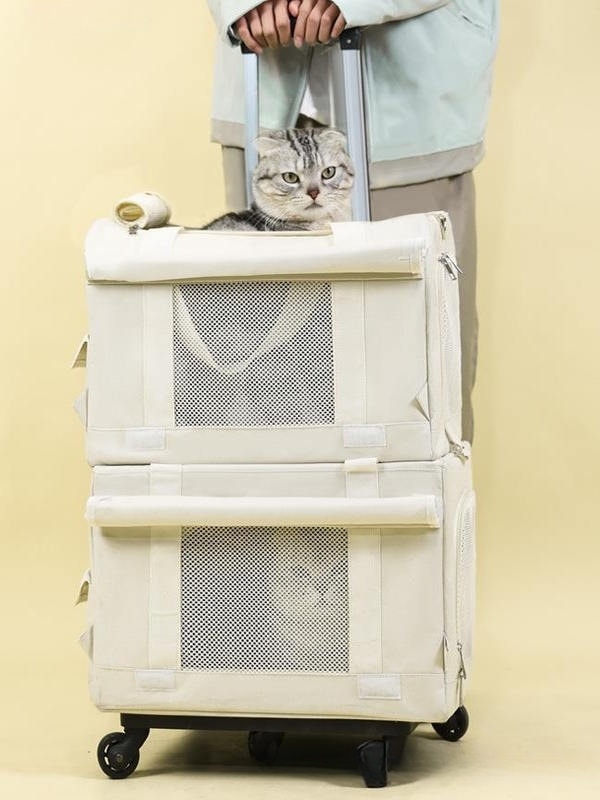 고양이 2단 산책가방 이동 다묘 케리어 이동가방 - 상세 이미지 4