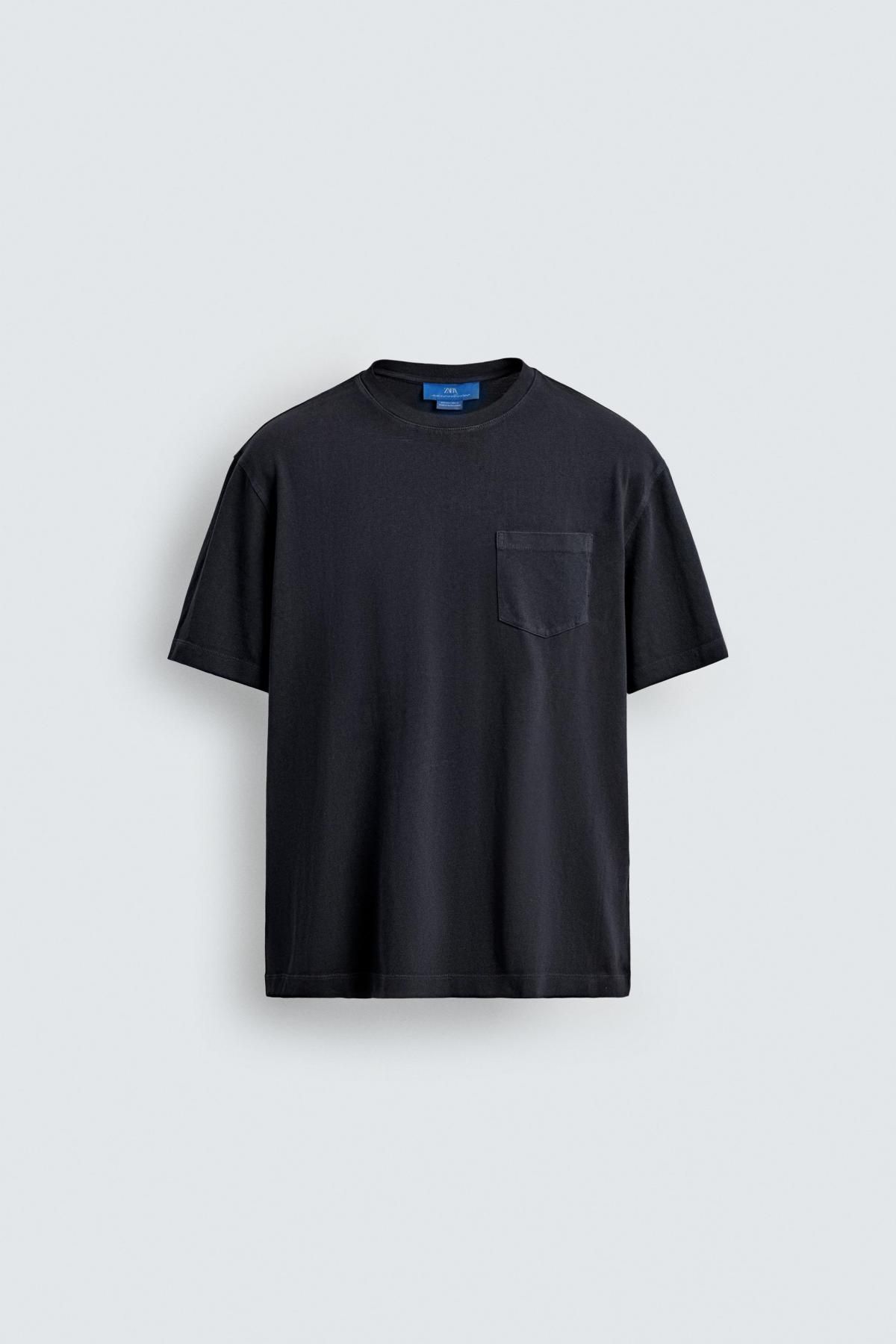 자라 베이직 포켓 반팔 티셔츠 X 아론 레빈 1887/383 NAVY BLUE - 상품 이미지