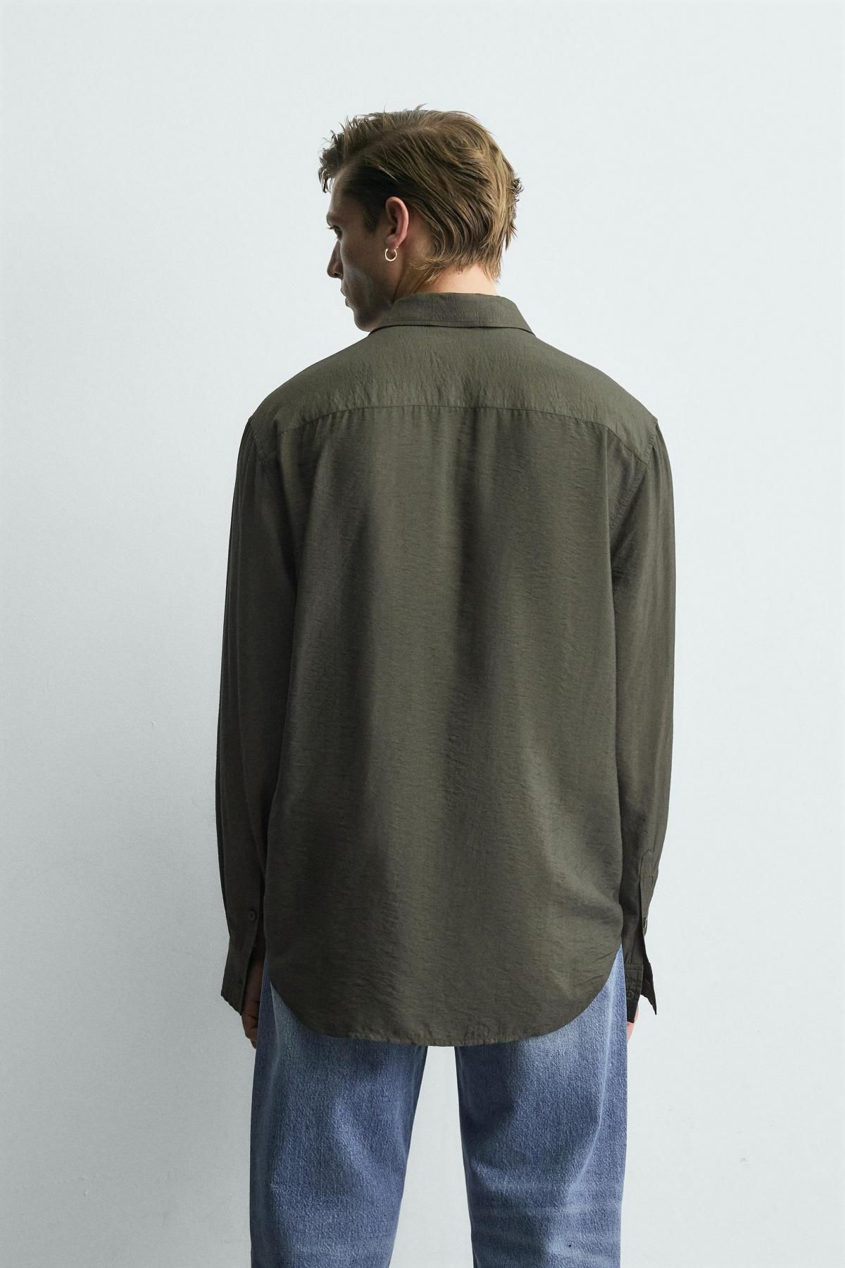 자라 한정판 비즈 자수 릴렉스핏 셔츠 7200/430 DARK KHAKI - 상세 이미지 4