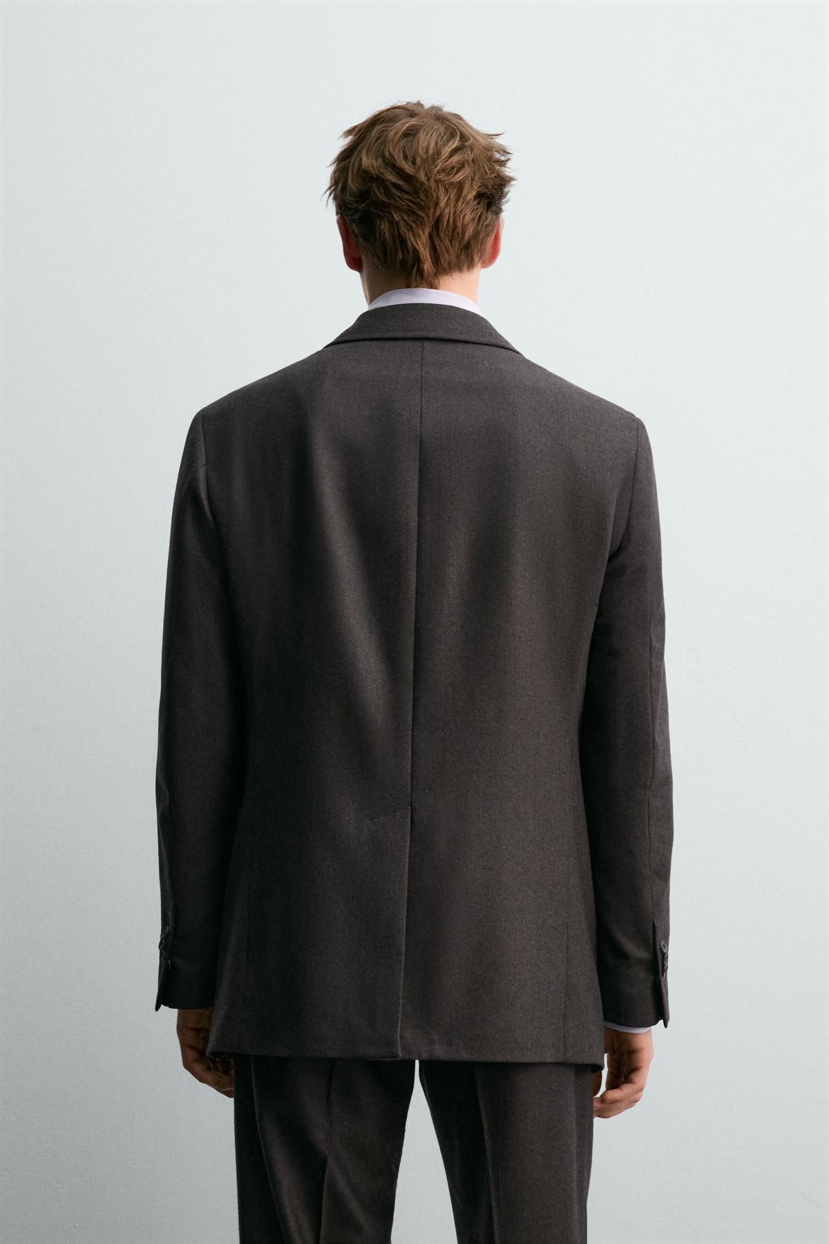 자라 플란넬 울 더블버튼 블레이저 X 아론 레빈 4088/893 BROWN - 상세 이미지 4