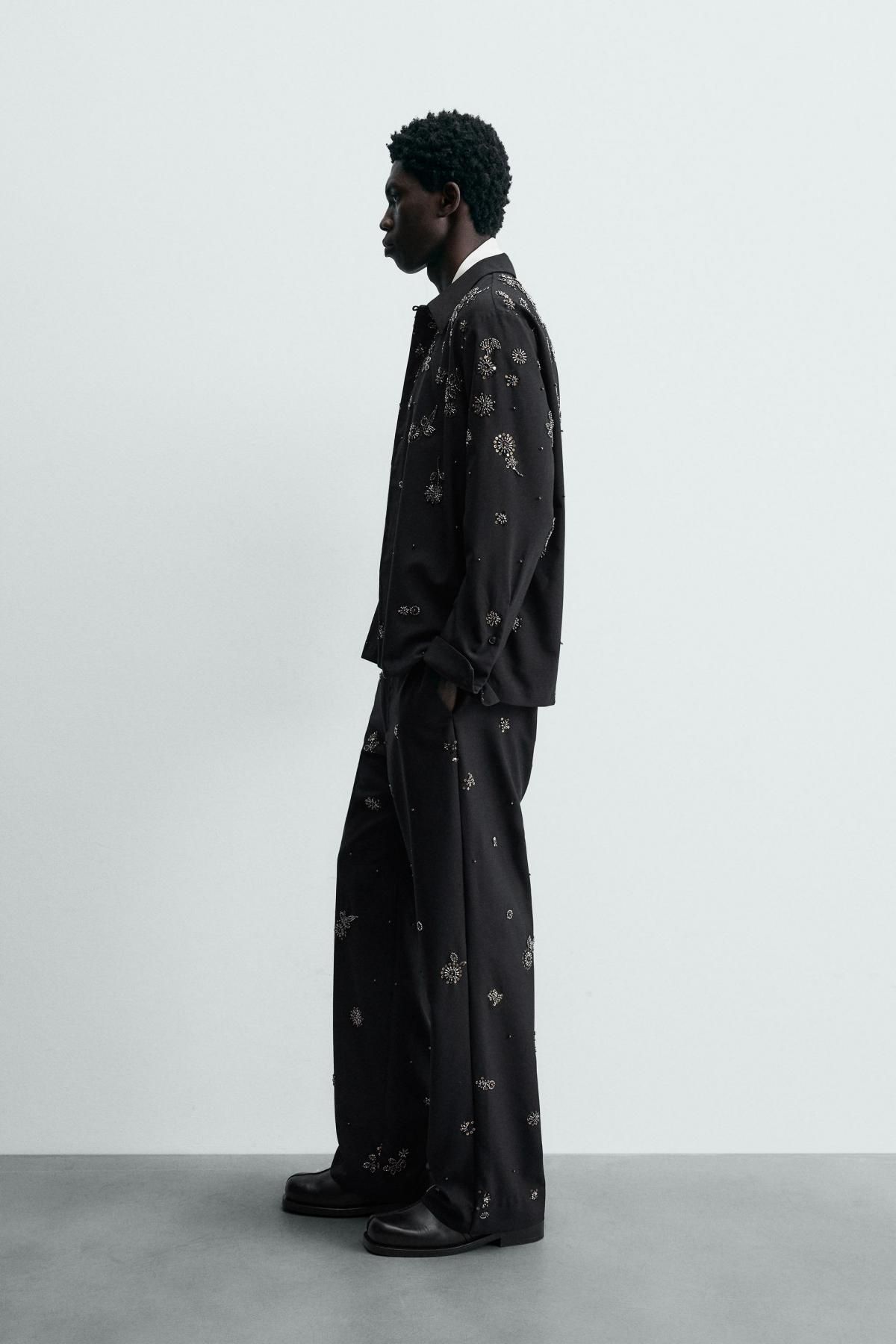 자라 한정판 시퀸 플루이드 긴팔 셔츠 5085/101 DARK NAVY - 상세 이미지 5