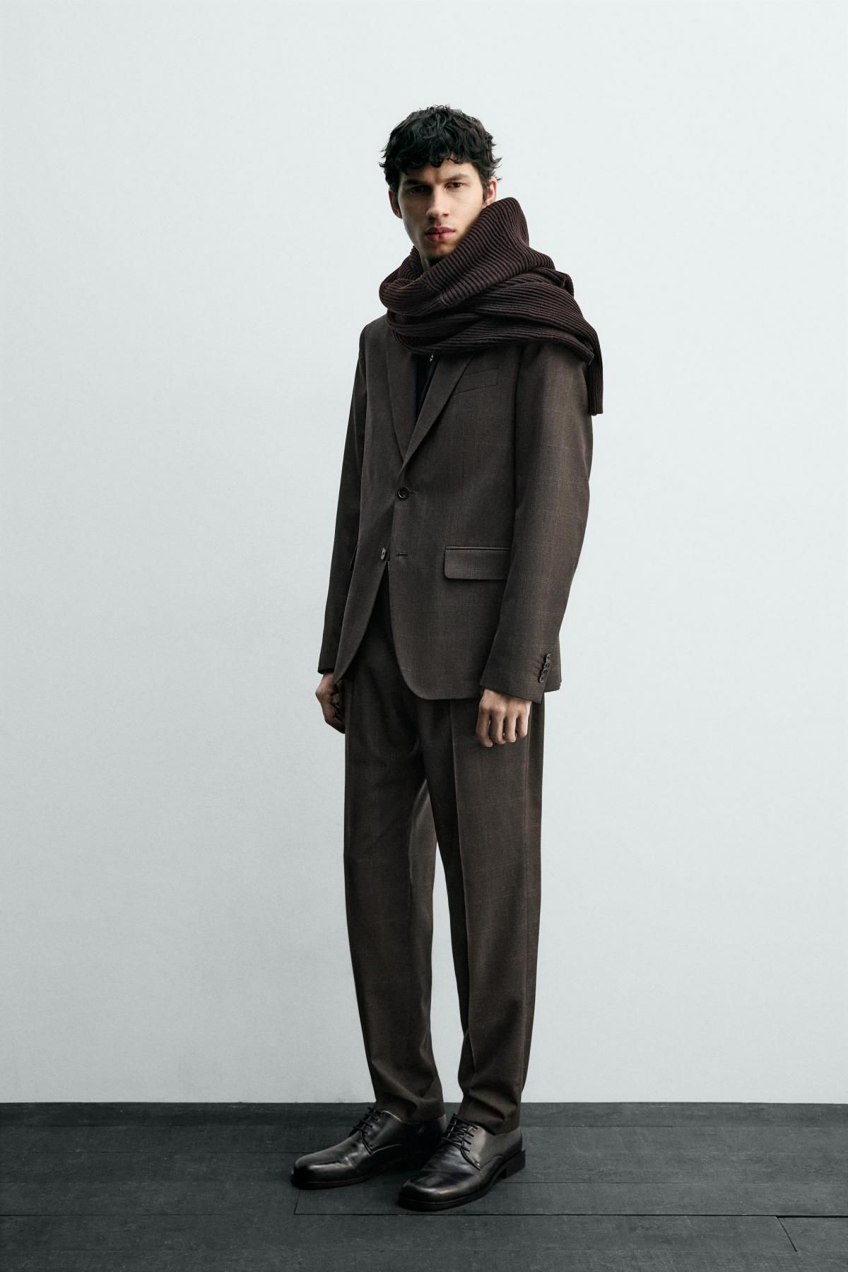 자라 체크 클래식 테일러드 블레이저 울혼방 1564/102 DARK BROWN - 상세 이미지 5