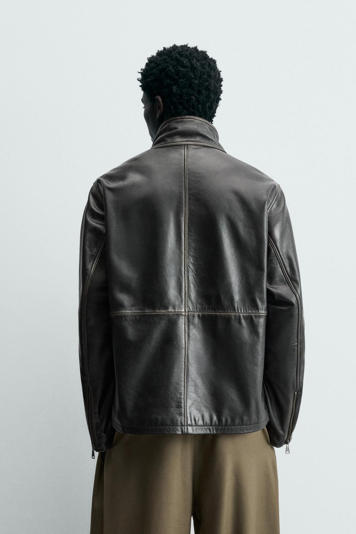 자라 한정판 빈티지 블랙 레더 재킷 2154/102 BLACK - 상세 이미지 4