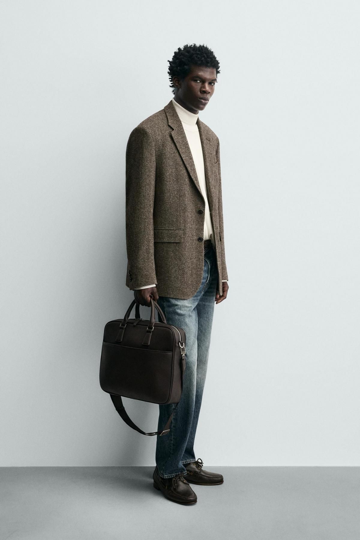 자라 테크니컬 엠보싱 비즈니스 브리프케이스 3400/720 BROWN - 상세 이미지 2