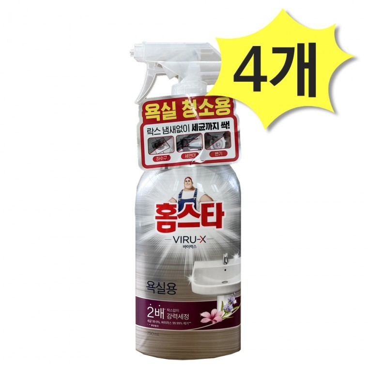 홈스타 바이럭스 세정제 욕실용 750ml x 4개 물때제거 욕실청소 - 상품 이미지