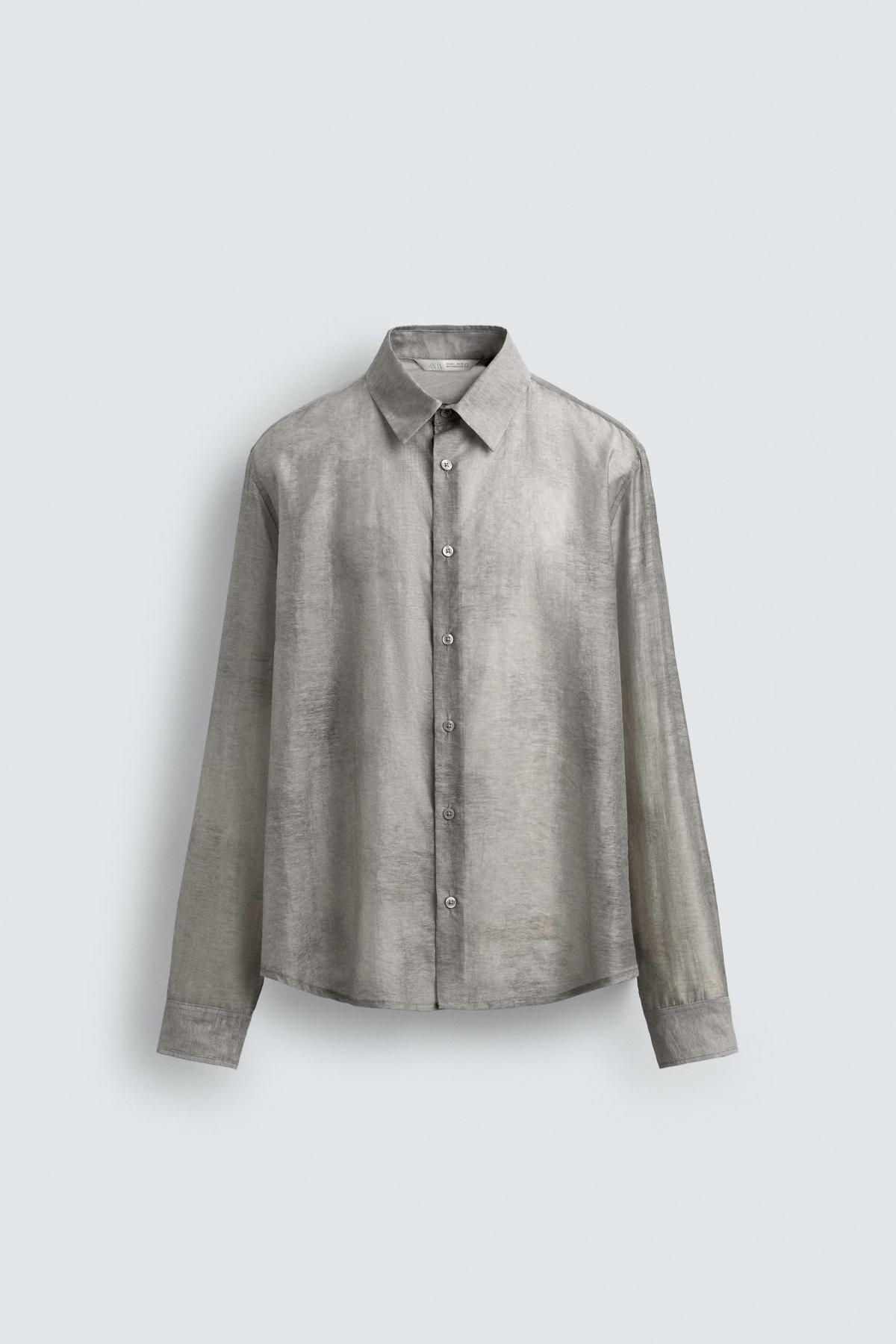 자라 테크니컬 자카드 긴팔 셔츠 1195/334 PEARL GREY - 메인 이미지