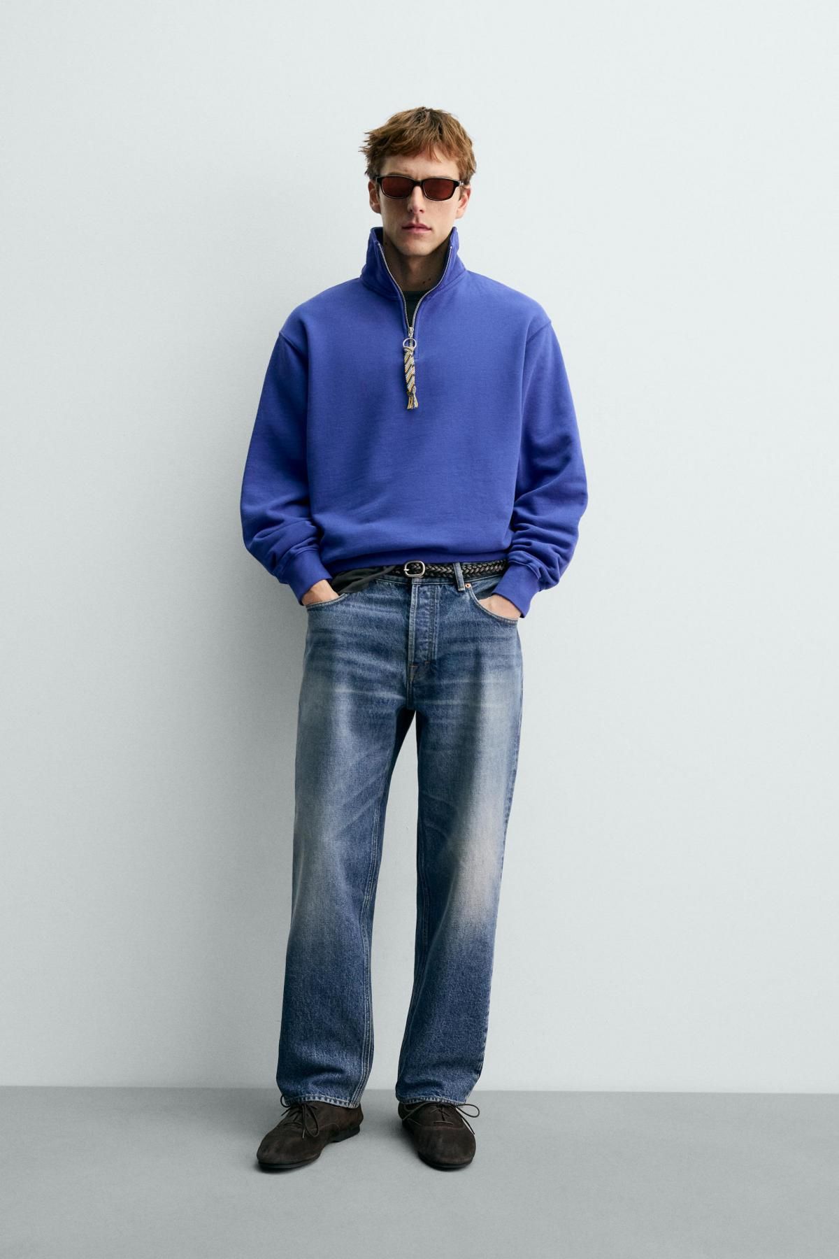 자라 지퍼넥 블루 스웨트셔츠 X 아론 레빈 3443/374 BLUISH - 상세 이미지 2