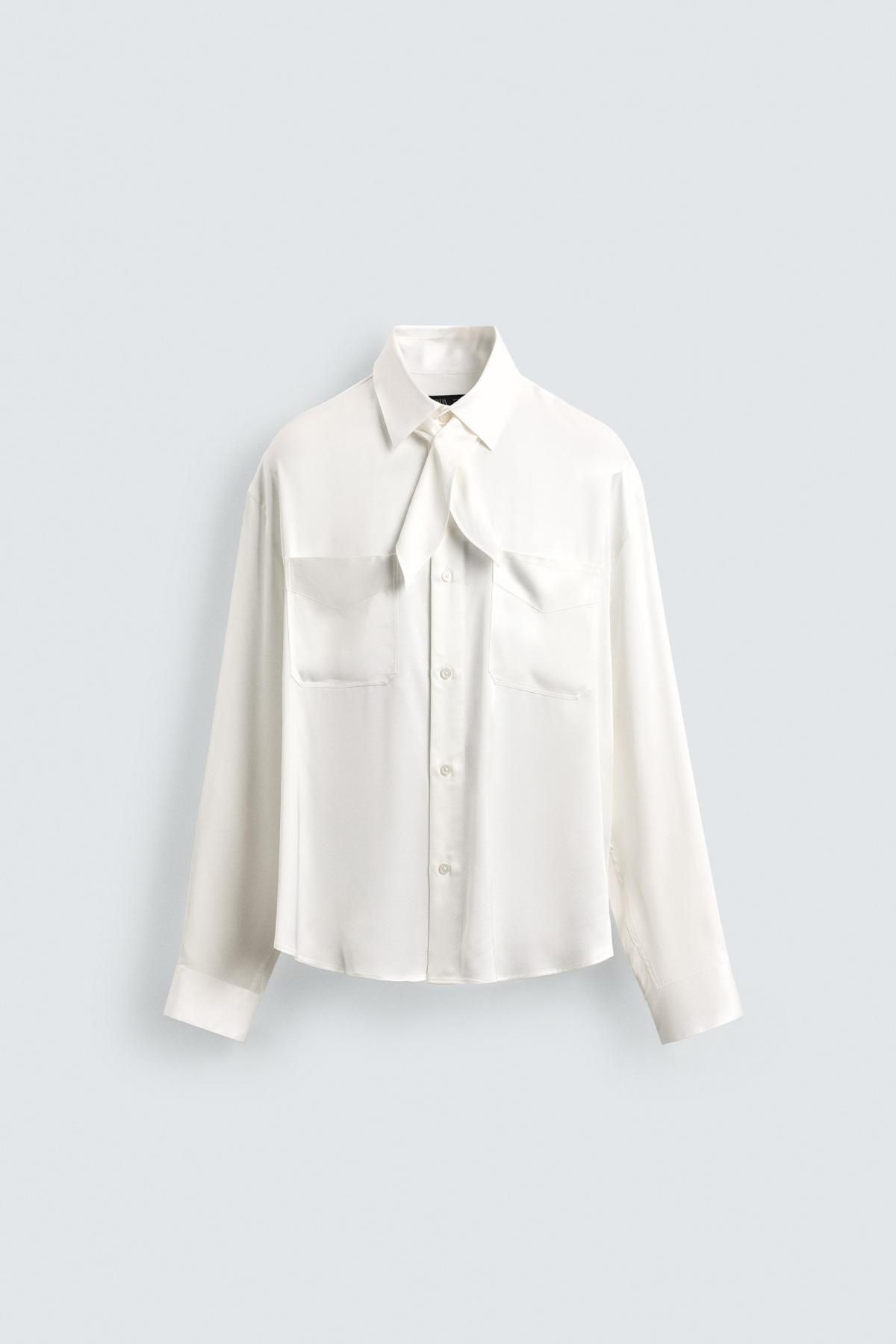 자라 테크니컬 플루이드 반다나 셔츠 9370/961 WHITE - 상품 이미지