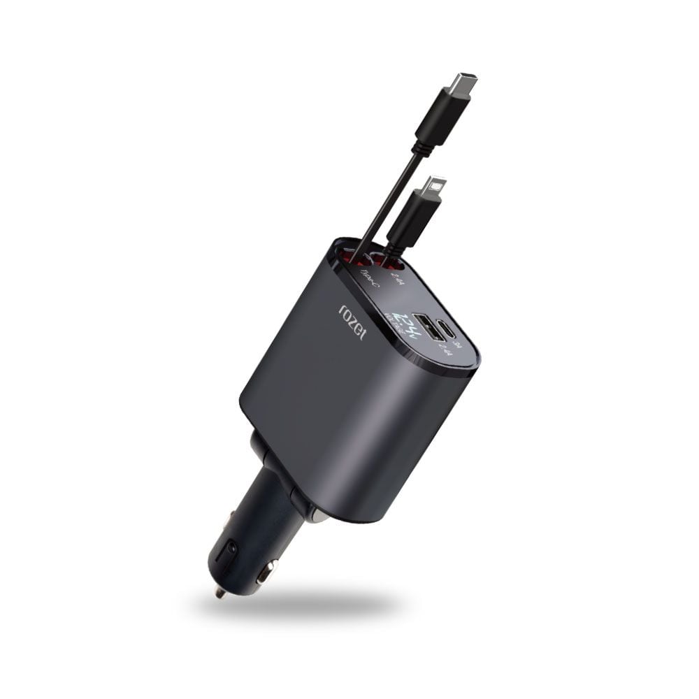 rozet 4in1 차량용 시거잭 고속 릴타입충전기 RX-6420 - 상품 이미지