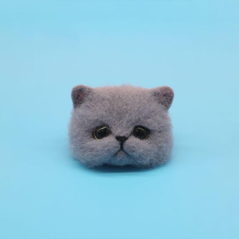 양모 DIY 재료 고양이 인형 만들기 키링 선물 블루캣(열쇠고리+도구) - 상세 이미지 5