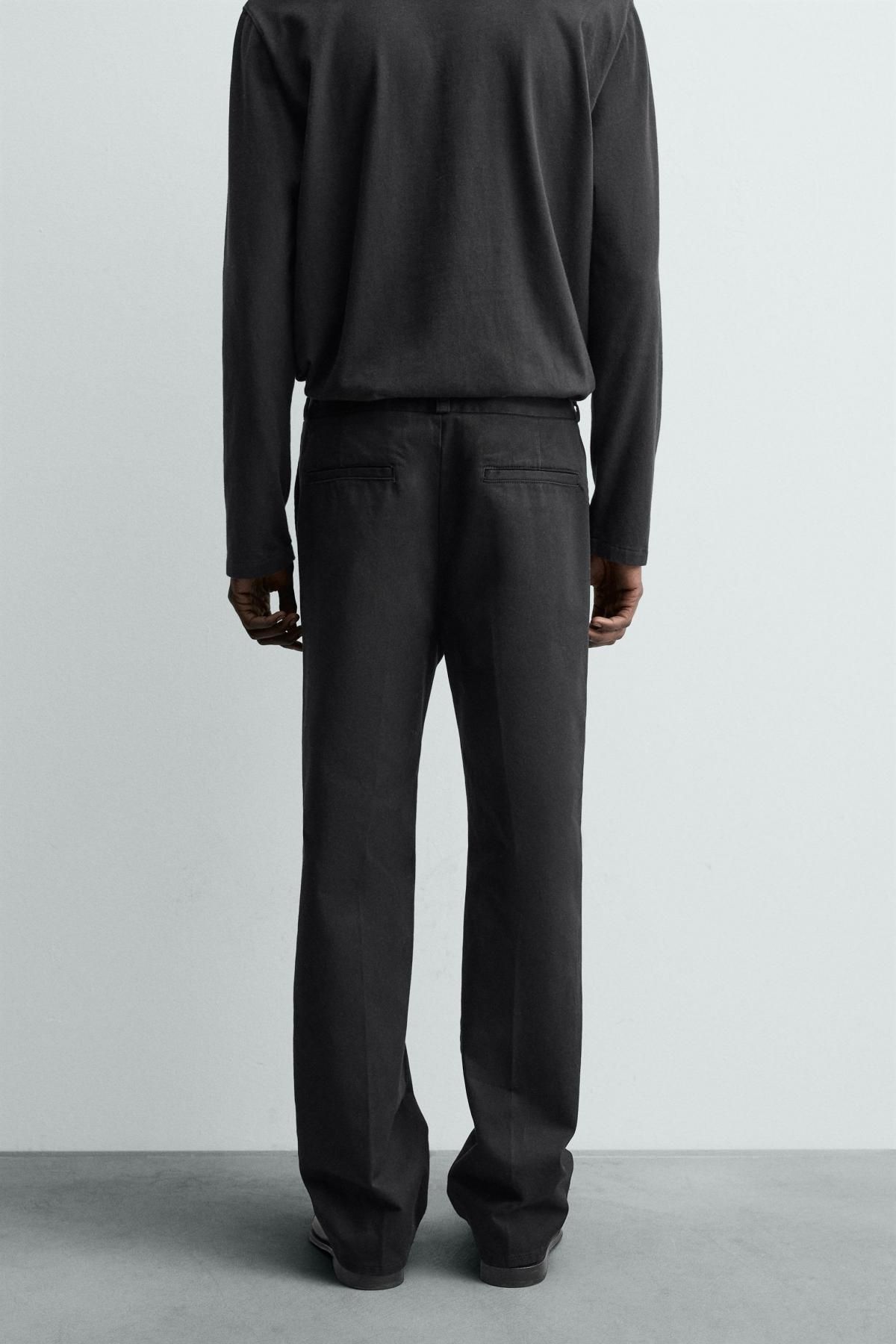 자라 와이드핏 치노 팬츠 코튼 트윌 블랙 5862/572 BLACK - 상세 이미지 3