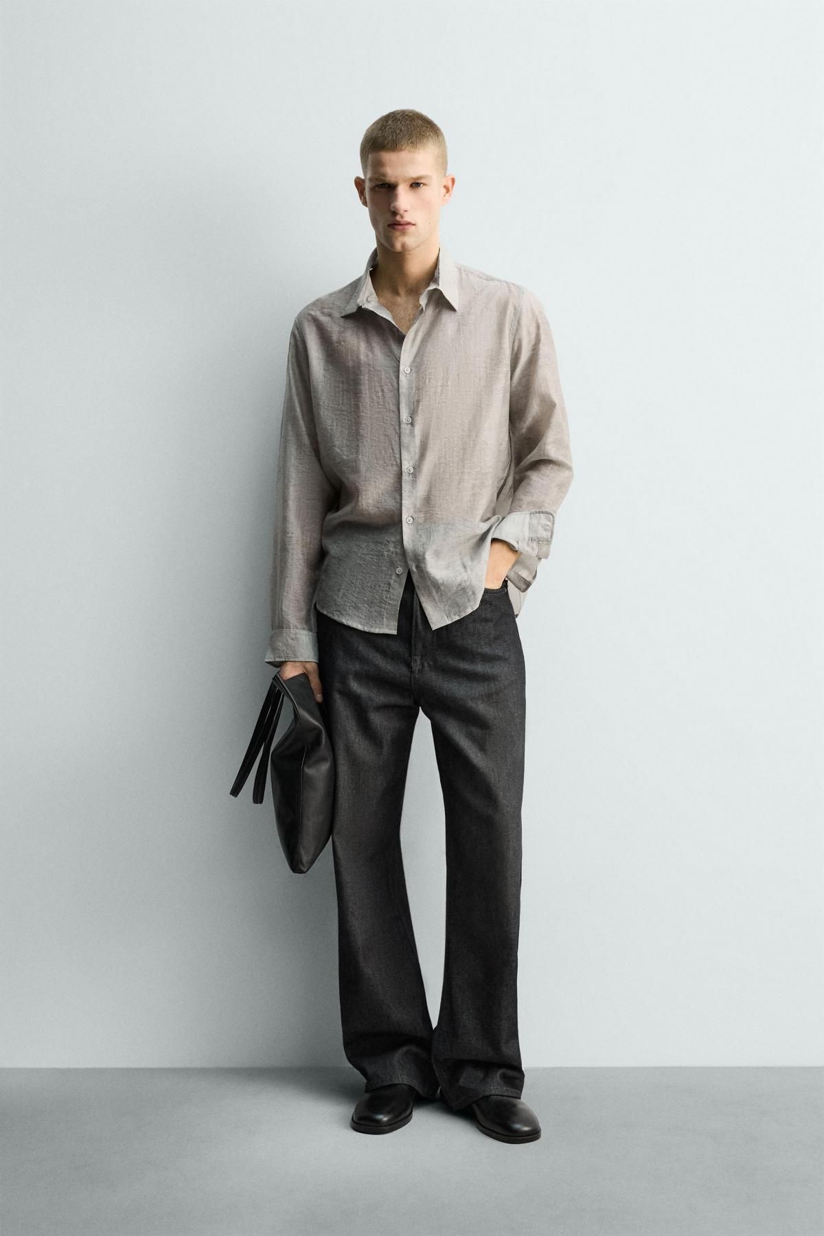 자라 테크니컬 자카드 긴팔 셔츠 1195/334 PEARL GREY - 상세 이미지 2