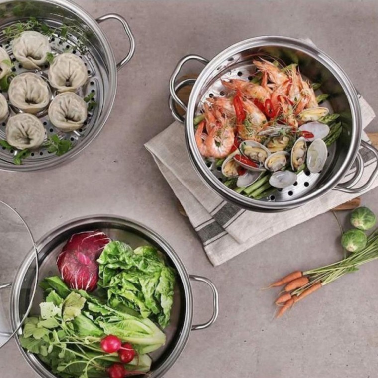 찜냄비 찜솥 28cm 대형 대형찜솥 2단스텐 찜기 인덕션겸용 곰솥 - 메인 이미지