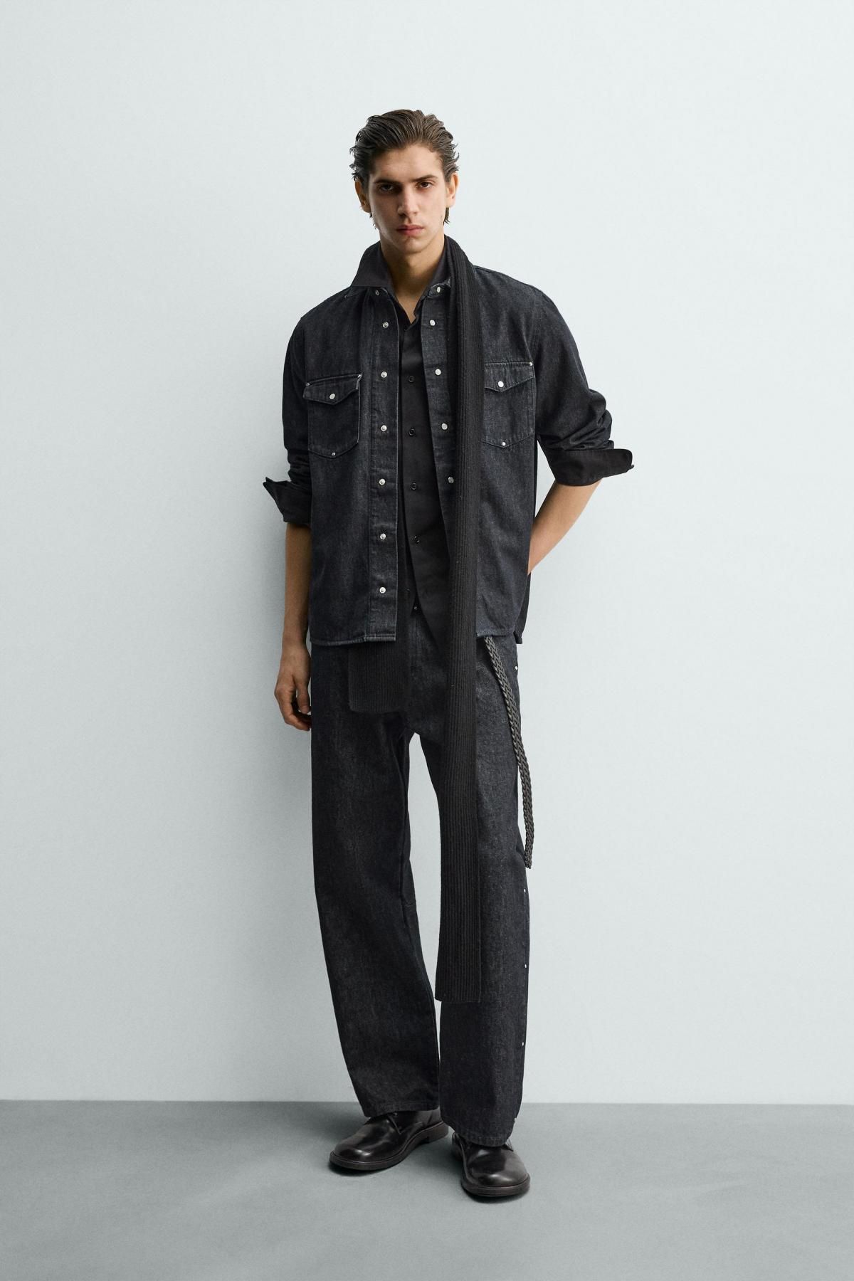 자라 스터드 스트레이트핏 데님 청바지 1300/412 INDIGO - 상세 이미지 2