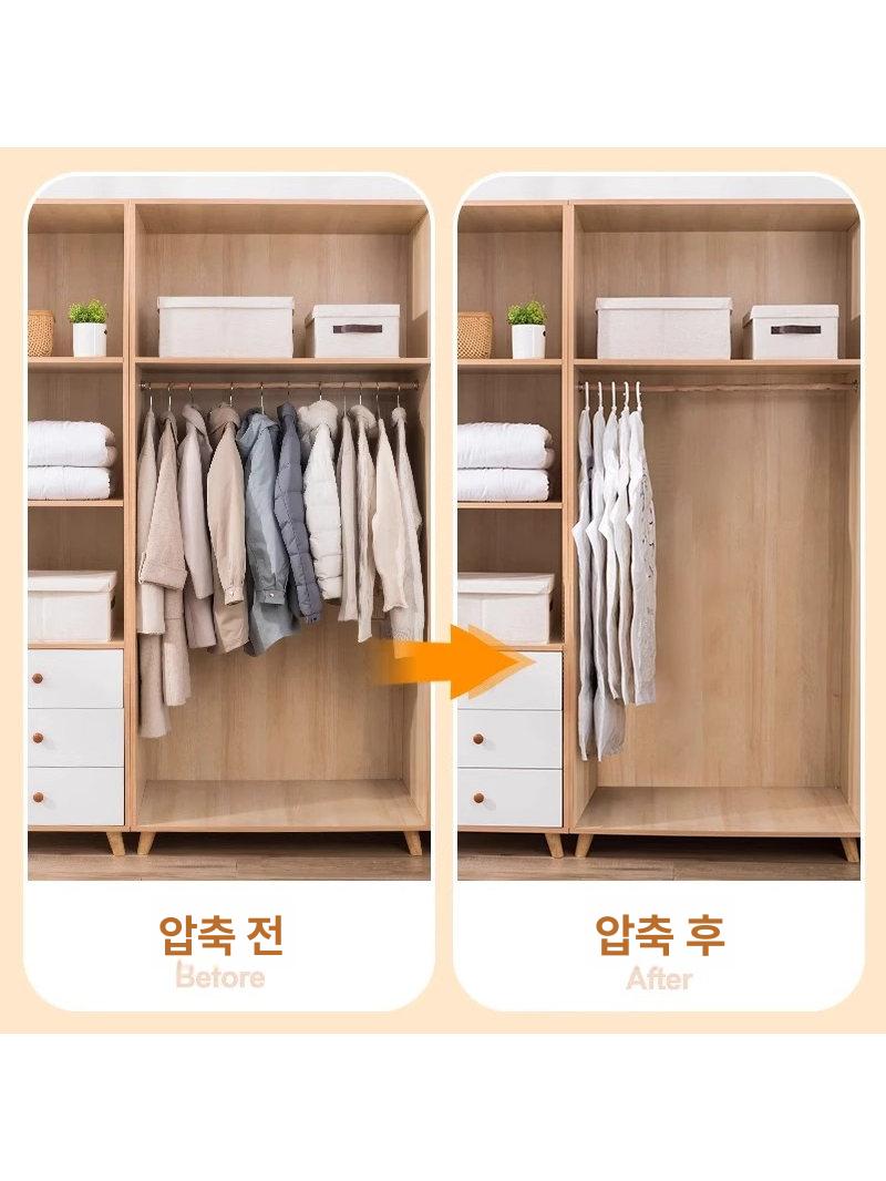 다운 재킷 진공 압축 가방 옷장 정리 대형 패딩 이불 전용 중간 숏90x70cm 2개 - 상세 이미지 4