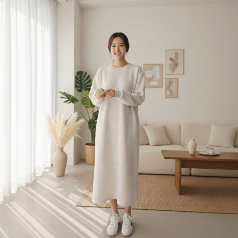 기모원피스 롱원피스 빅사이즈 겨울맨투맨 포켓