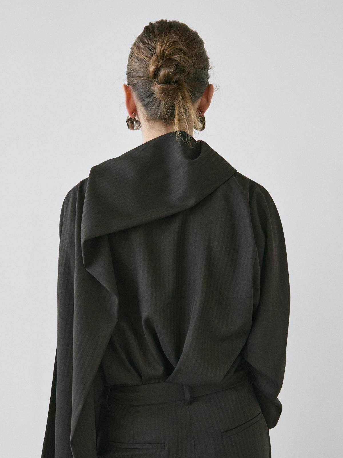 마시모두띠 스트라이프 케이프 블랙 블라우스 9303/951 BLACK - 상세 이미지 4