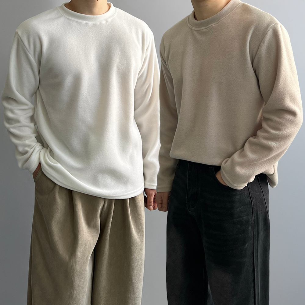 1+1 기모긴팔티 후리스티셔츠 남자기모레이어드 - 상품 이미지