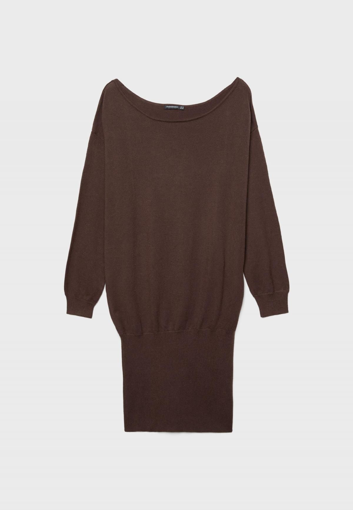스트라디바리우스 미니멀 니트 보트넥 미니 원피스 8505/805 BROWN - 상품 이미지