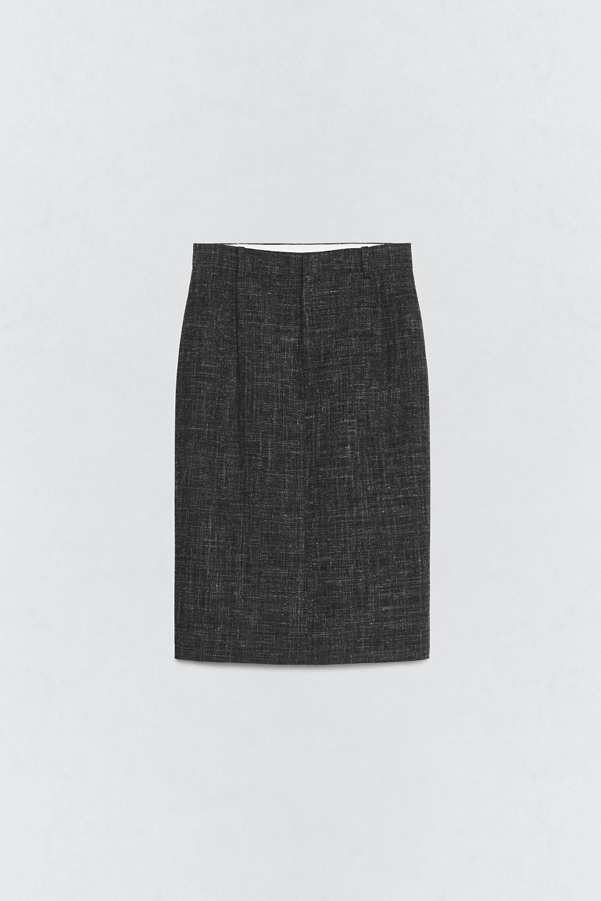 자라 울혼방 펜슬 미디 스커트 X 소시오츠키 9753/882 GREY MARL - 상품 이미지
