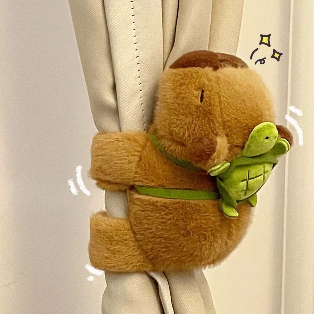 카피바라 인형 커튼 끈 귀여운 물총 팔찌 여자 생일 선물 대형 애착 거북이 카피바라 2개 세트 - 메인 이미지