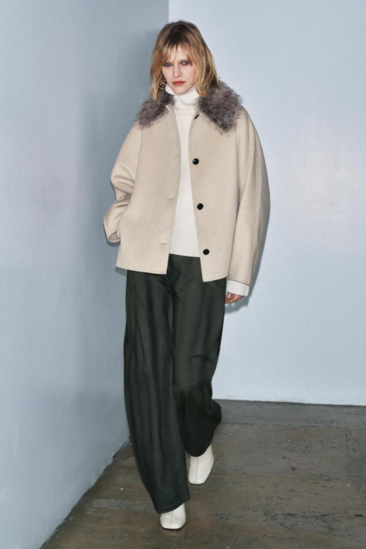 자라 울블렌드 퍼카라 테일러드 재킷 7522/300 BEIGE - 상세 이미지 2