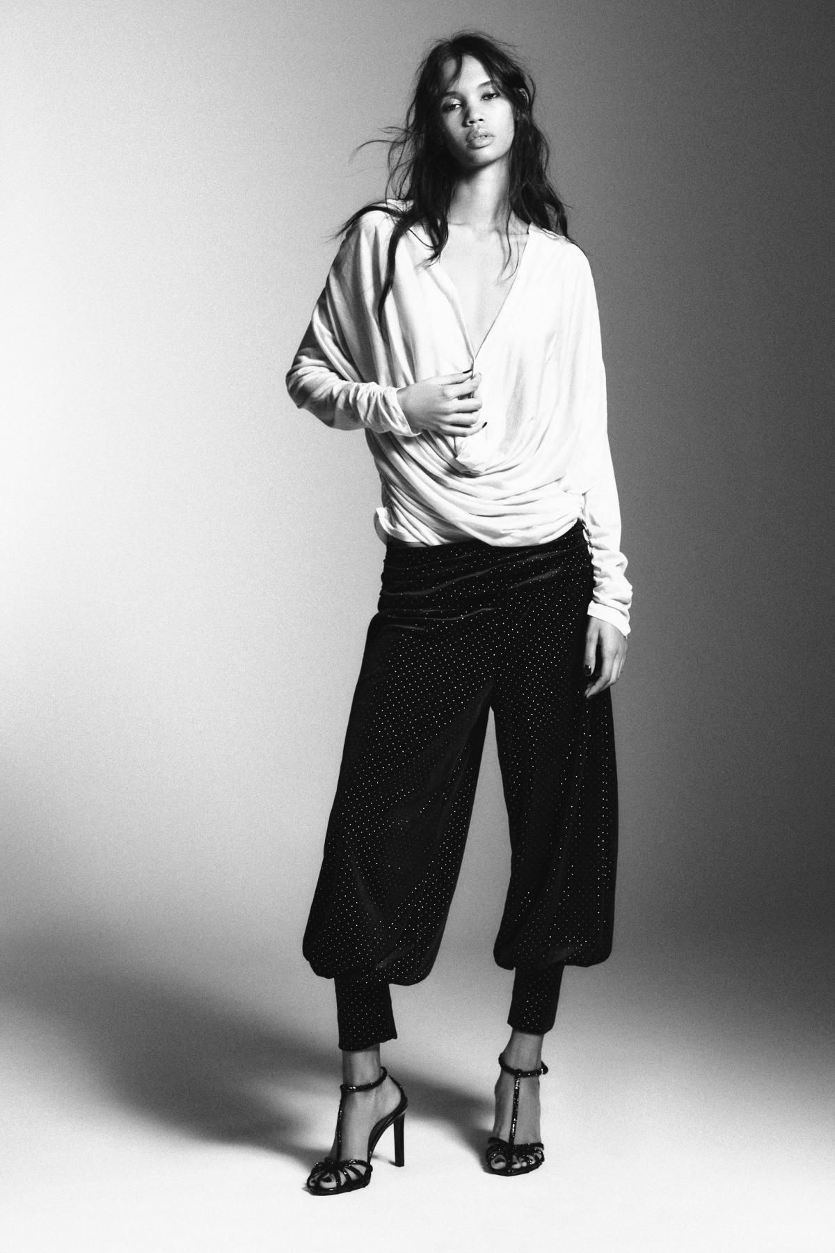 자라 글리터 벨벳 배기 팬츠 4772/404 BLACK - 상세 이미지 2