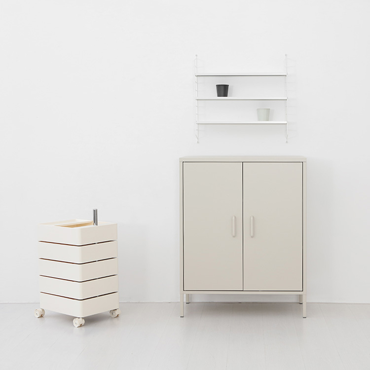 MKB 캐비넷 모던세로중 2문 수납장 8001015 80x40x102, 3단, 크림 1695.5795