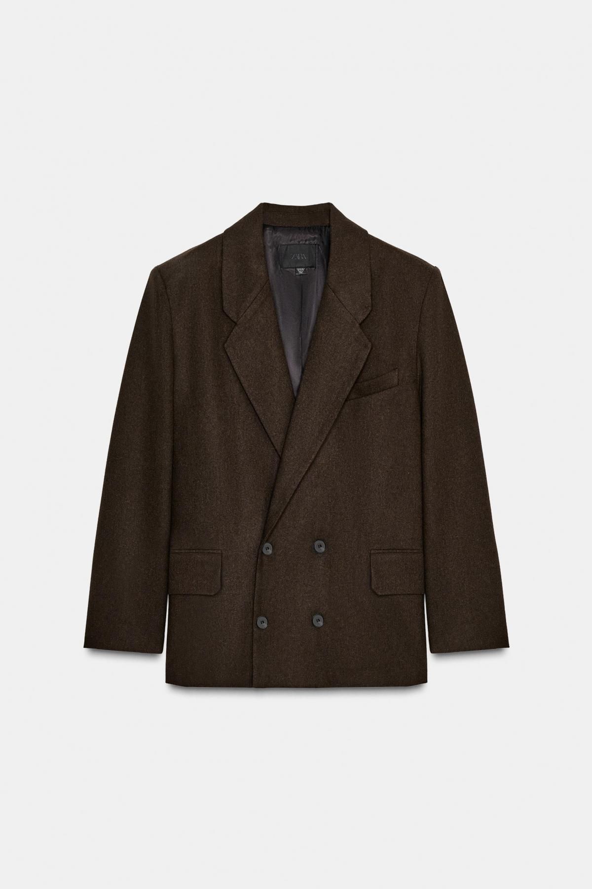 자라 더블브레스트 어깨패드 블레이저 1255/722 DARK BROWN - 상품 이미지