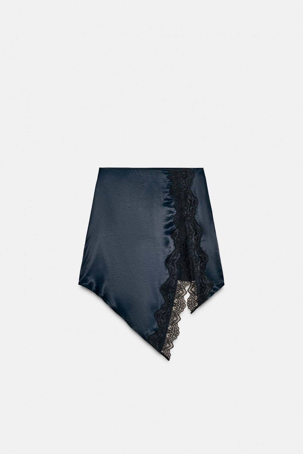 자라 테크니컬 새틴 레이스 미니 스커트 5029/232 NAVY BLUE - 메인 이미지