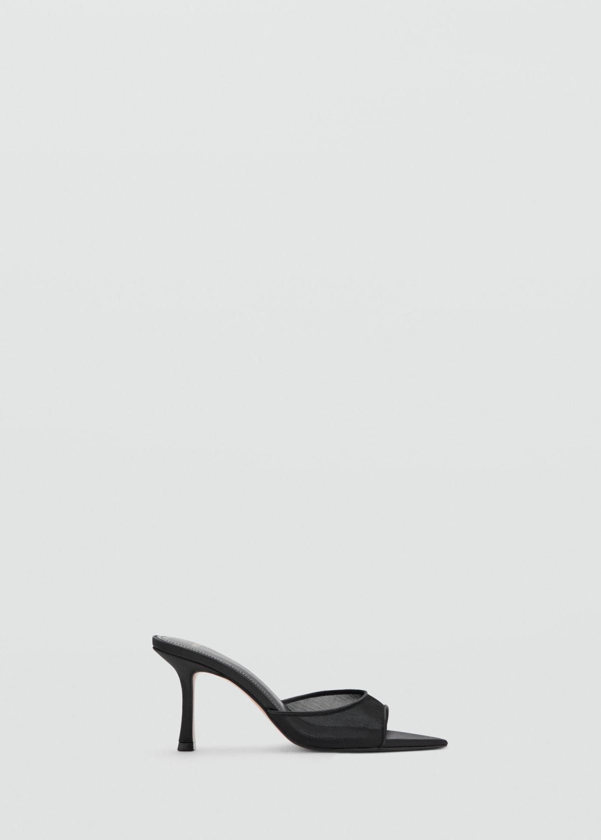 망고 스틸레토힐 블랙 뮬 샌들 8cm 27052552 NEGRO - 메인 이미지