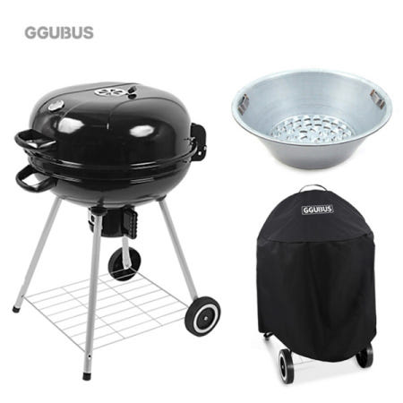 꾸버스 애플57프리미엄+철숯통+커버SET 바베큐그릴 BBQ 훈제 직화 야외 캠핑 펜션