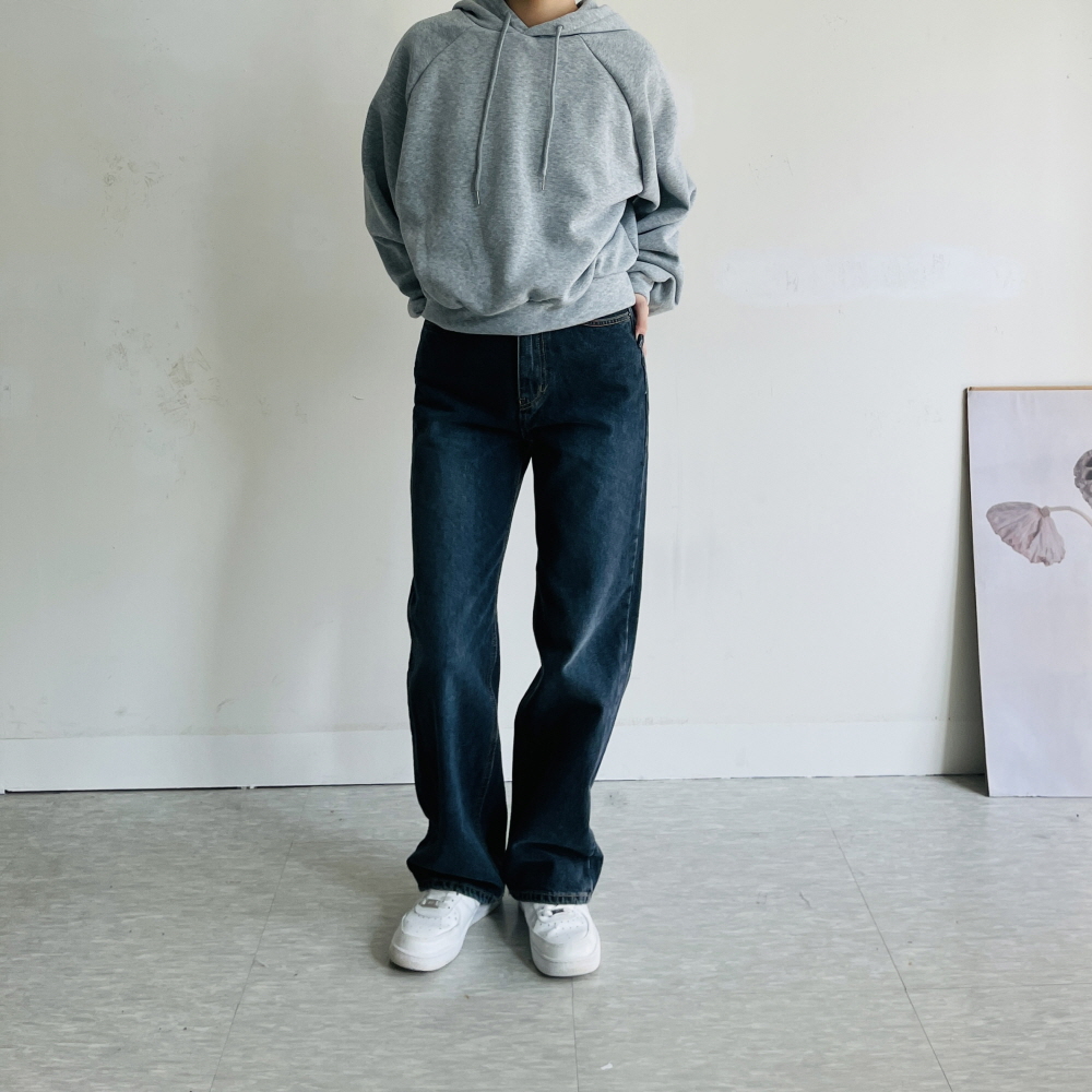 여성기모청바지 진청바지 겨울 하이웨스트 일자 데님 팬츠 - 상세 이미지 5