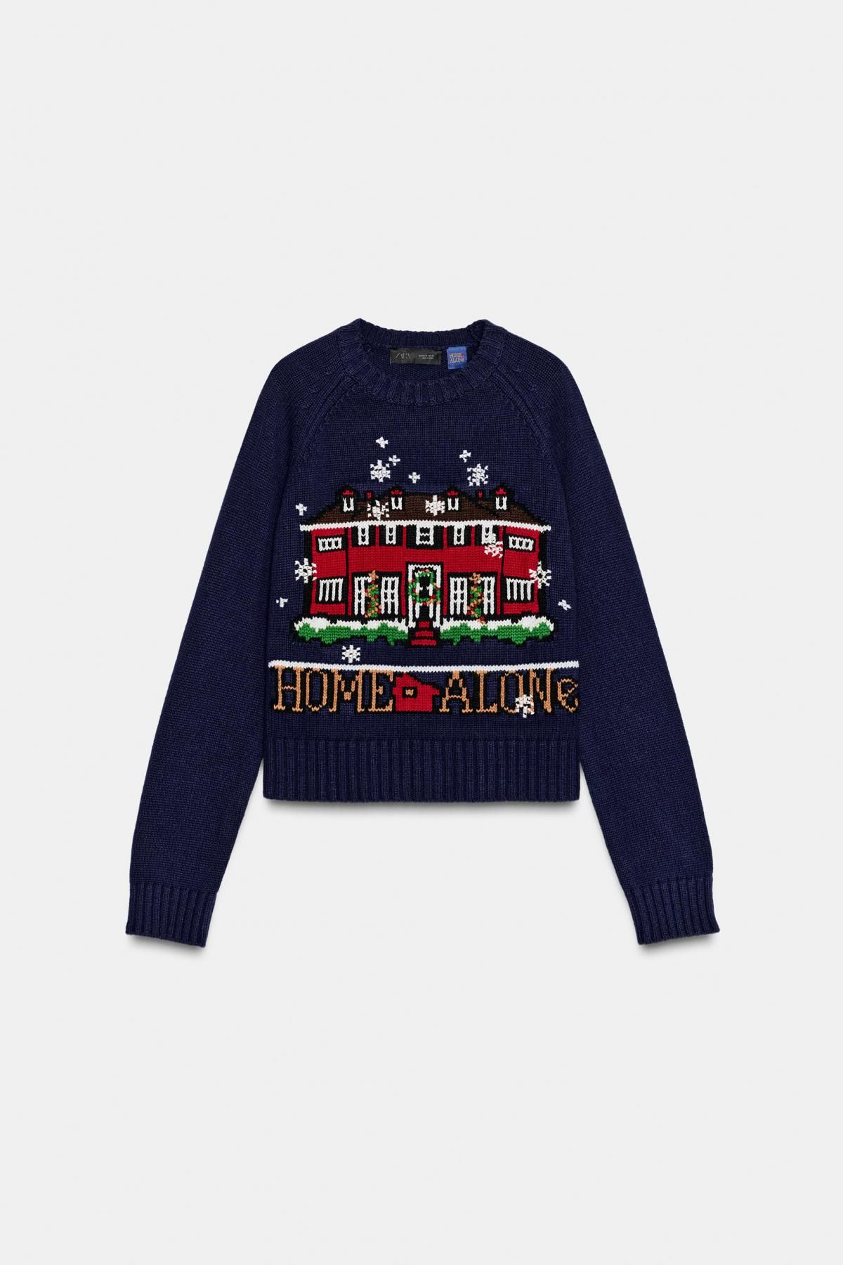 자라 레트로 라운드넥 니트 스웨터 3920/976 NAVY BLUE - 상품 이미지