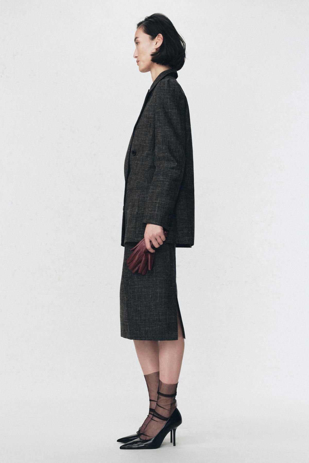 자라 울혼방 펜슬 미디 스커트 X 소시오츠키 9753/882 GREY MARL - 상세 이미지 3