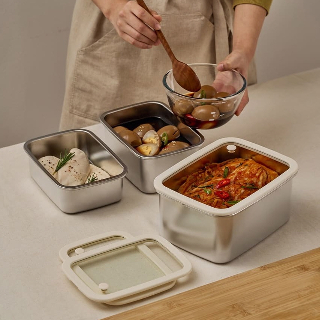 바겐슈타이거 전자레인지 스텐 찬통 밀폐용기 야채 과일 김치통 클라스텐박스 400ml, 1개 - 상세 이미지 4