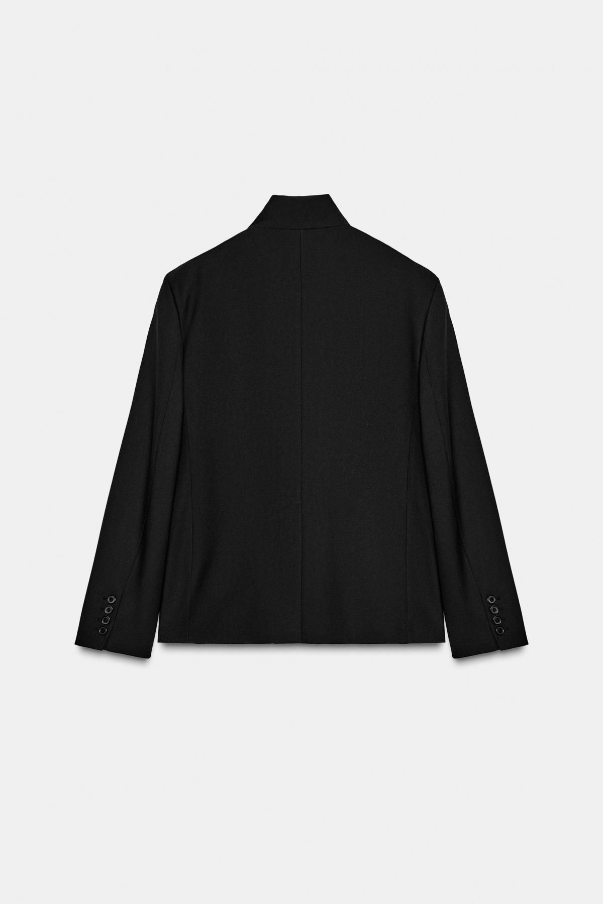 자라 울블렌드 하이넥 블랙 블레이저 2029/044 BLACK - 상세 이미지 4